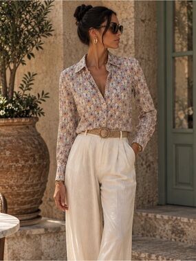 Le Tigre Printed Button-Down Shirt in Muted Floral